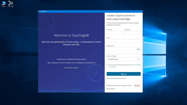 How to set up a Quest account to access your Toad products