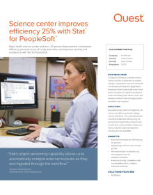 A Health Science Center: Science center improves efficiency 25% with Stat for PeopleSoft