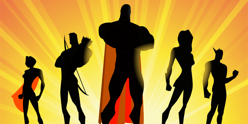 superhero group silhouette