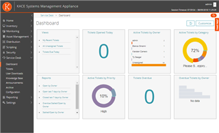 The new KACE SMA Service Desk dashboard makes it easy to see critical information and serves as a foundation of an efficient and effective help desk.