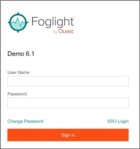 Foglight modern UI - Login screen