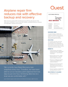 AE&C Services;Airplane repair firm reduces risk with effective backup and recovery