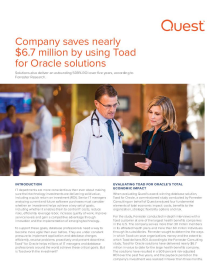 Large health benefits company saves nearly $6.7 million by using Toad for Oracle solutions