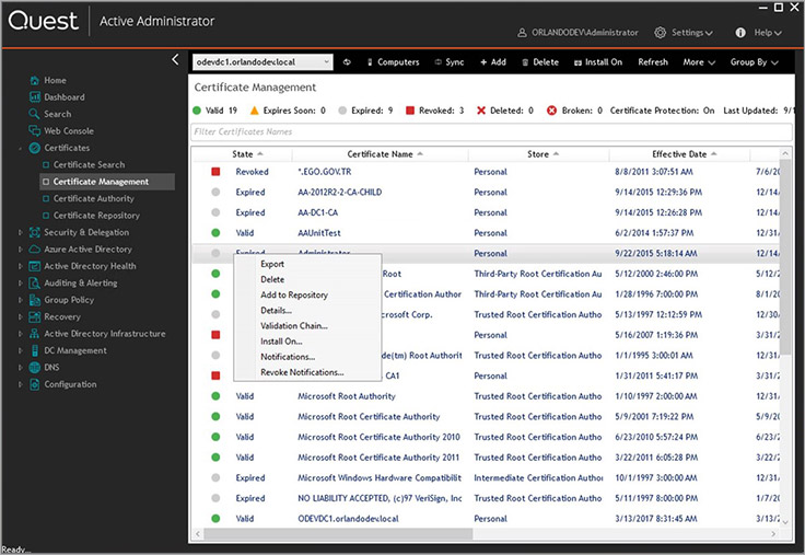 Certificate management