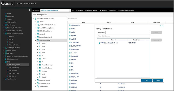 Gestion des serveurs DNS