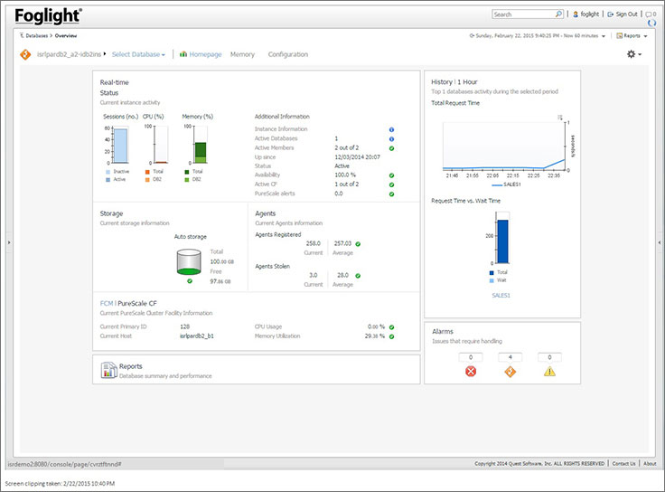 Foglight for DB2 Performance Monitoring Software Tool