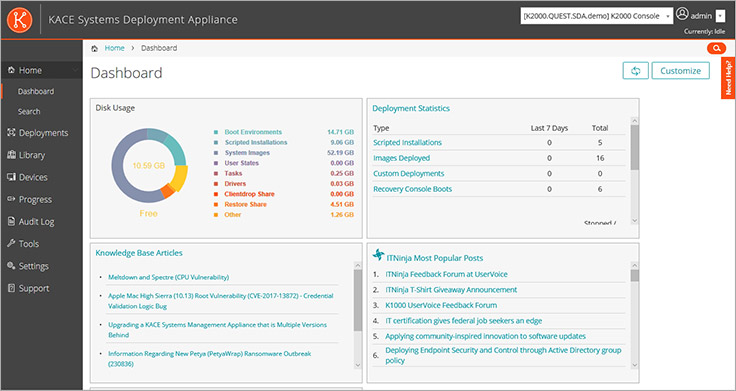 Kace Systems Deployment Appliance Os Deployment Software