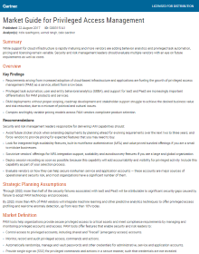Gartner Market Guide for Privileged Access Management