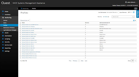 Captura da tela de gerenciamento e monitoramento de servidor