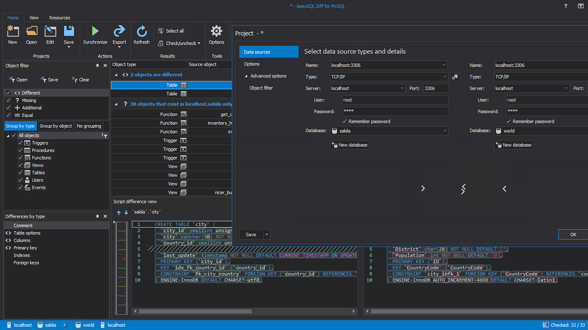 MySQL database selection