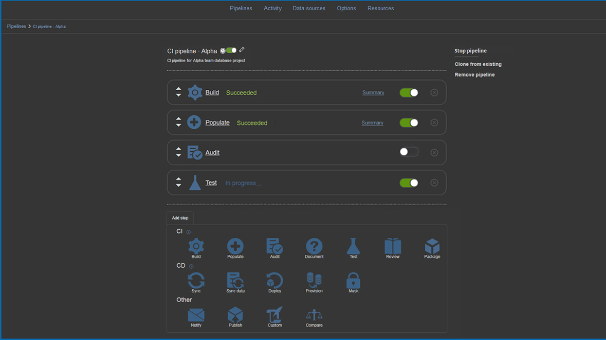 Pipeline step configuration