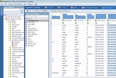 Use transformação e limpeza na pasta de trabalho do Toad Data Point