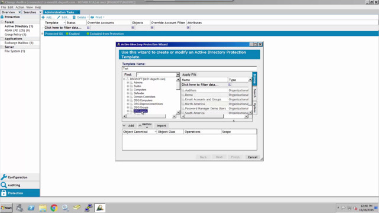 How to create a protection template for an Organizational Unit with Ch