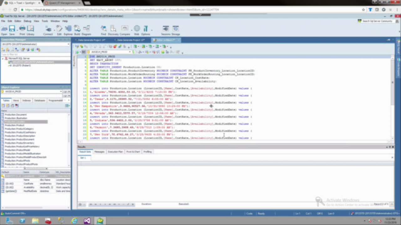 How generate test data in Toad for SQL