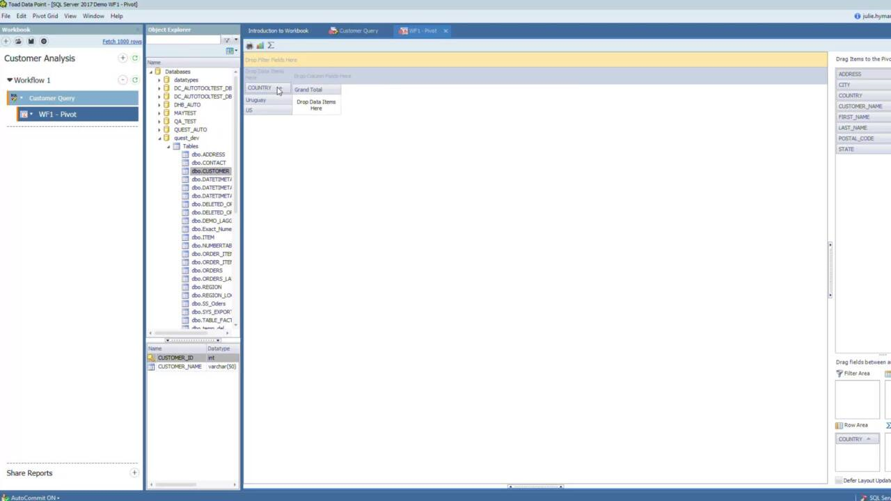 Workbook for Toad Data Point Professional Edition Quest
