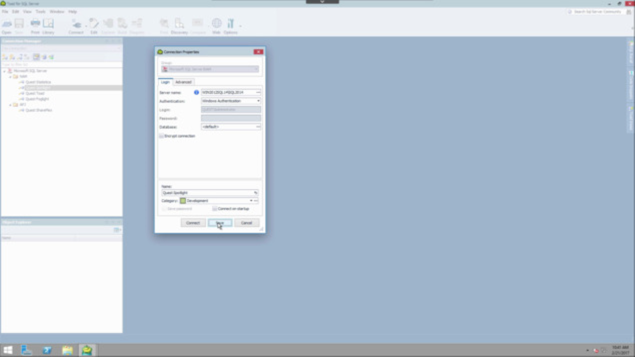 Managing connections in Toad for SQL Server video demo | Quest
