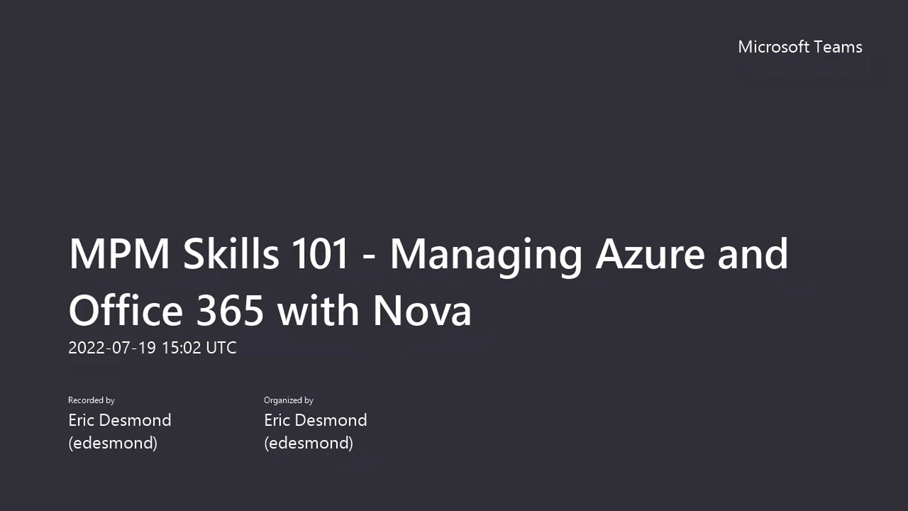 Mpm skills 101 managing azure and office 365 with nova