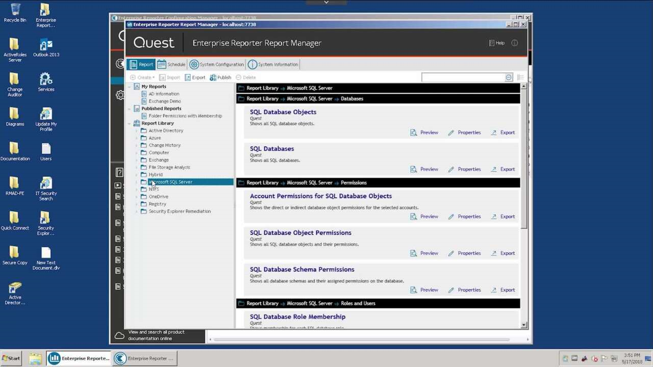 SQL Server in Enterprise Reporter video overview Quest