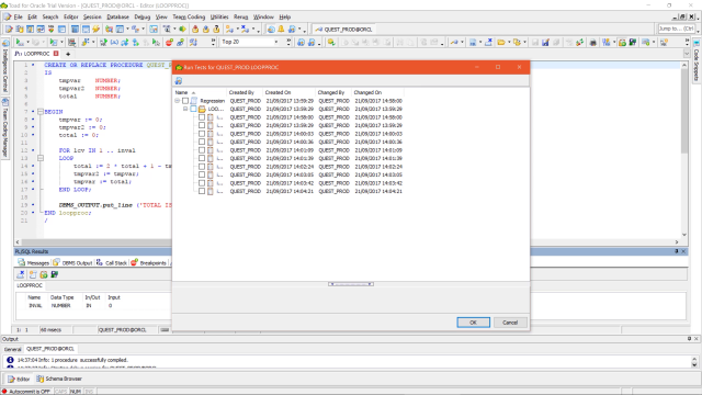 Add regression testing of PL/SQL code to your daily routine with Toad for Oracle