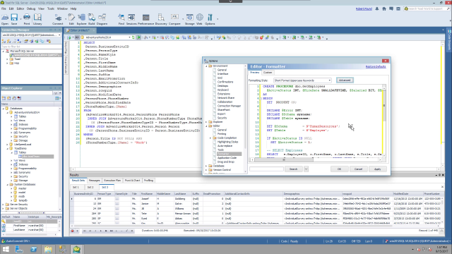 Advanced code formatting in Toad for SQL Server