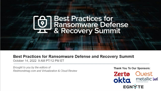 Best Practices for Ransomware Defense and Recovery Summit