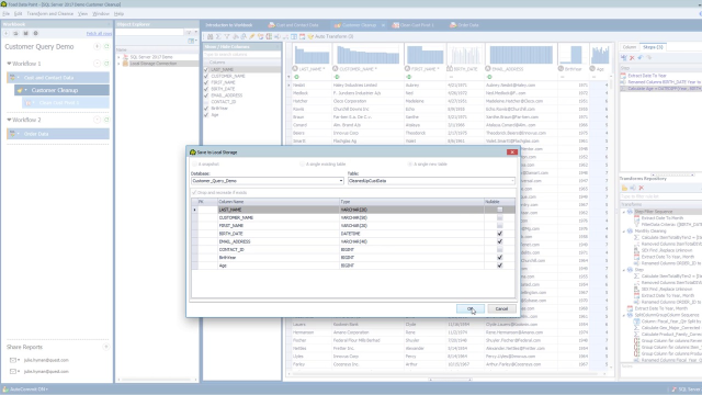 Combining data from different workflows in Workbook for Toad Data Point