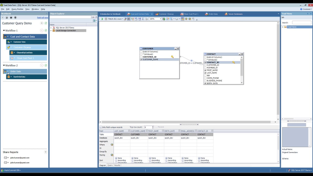 Combining workflow data using Toad Views for Toad Data Point