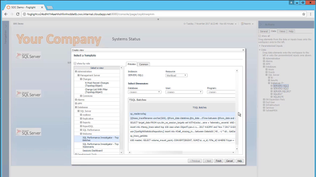 Creating custom dashboards in Foglight for SQL Server