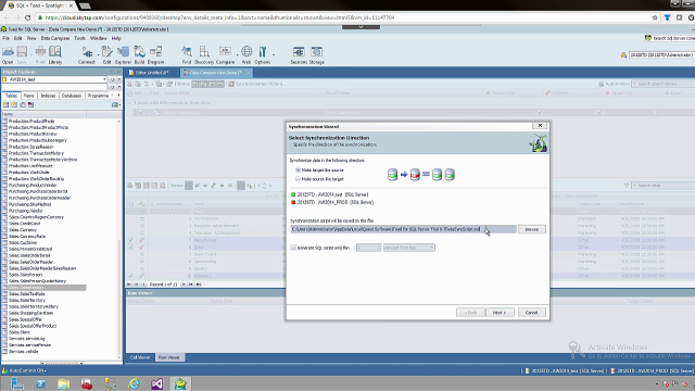 Data compare and sync in Toad for SQL Server