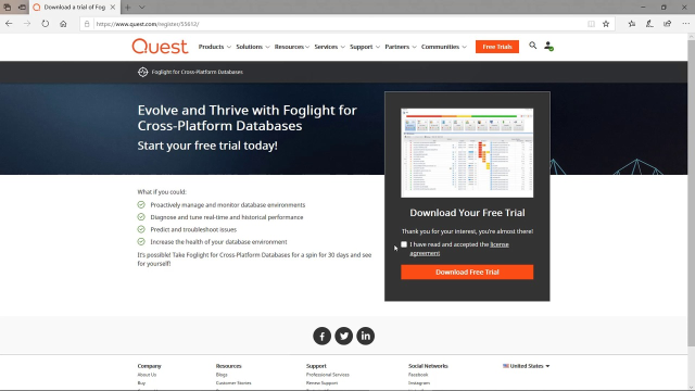 Downloading your Foglight for Databases Trial