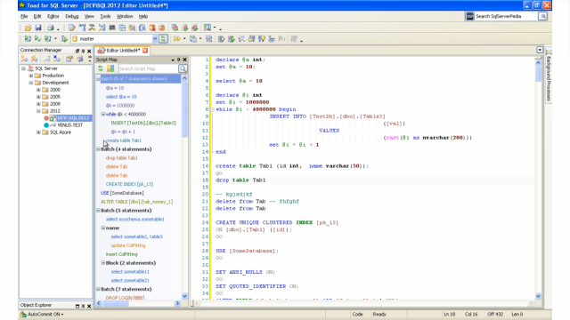 Exploring large scripts with Script Map in Toad for SQL Server