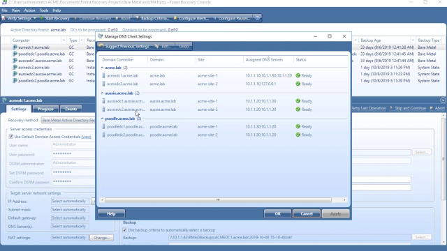 Forest Recovery Console overview in RMAD Disaster Recovery Edition