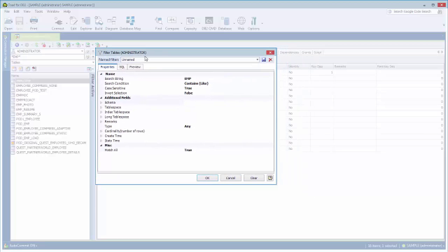 Getting started with Toad for DB2: Chapter 5 - Database Explorer Filtering