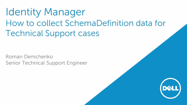 How to collect One Identity Manager SchemaDefinition data for Technical Support cases