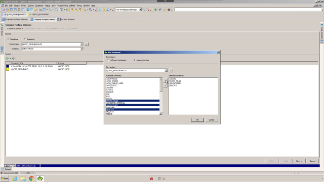 How to compare database environments with multi-schema compare in Toad for Oracle