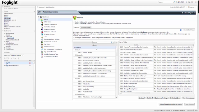 How to Configure Email Alarm Notification settings for Foglight Cartridge for SQL Server Instances