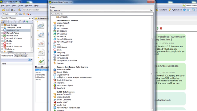 How to connect to Google Analytics in Toad Data Point