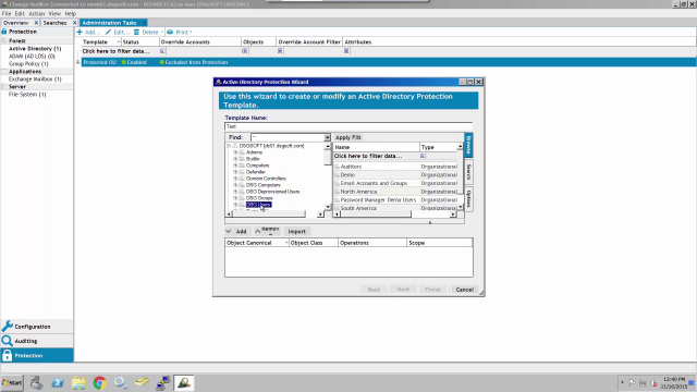 How to create a protection template for an Organizational Unit with Change Auditor for Active Directory