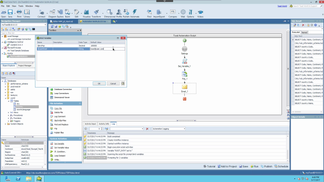 How to create and utilize parameters in Toad Data Point automation