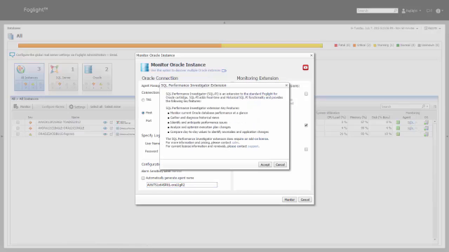 How to create Foglight Oracle SQL PI agents for monitoring