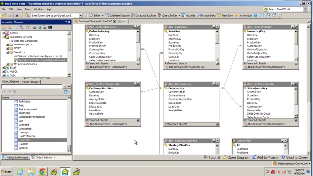 How to diagram data in Toad Data Point