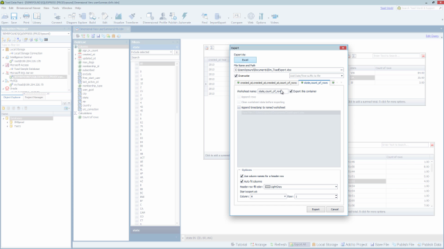 How to export data from the dimensional viewer in Toad Data Point