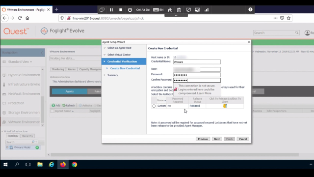 How to install a VMware agent in Foglight Evolve