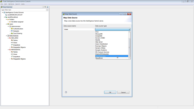 How to map a SalesForce instance to Toad Intelligence Central server