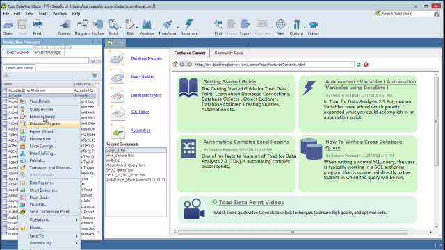 How to query Salesforce data within Toad Data Point