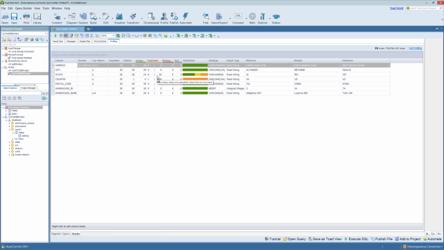 How to read query results in Toad Data Point