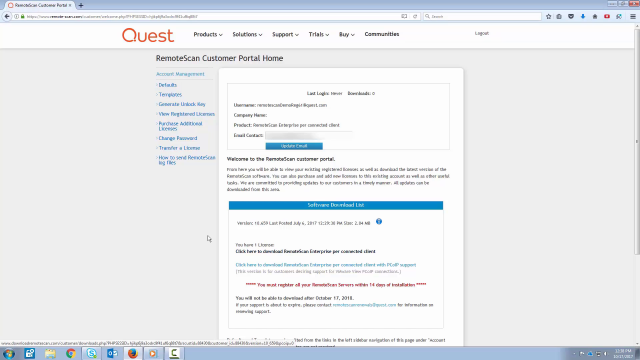 How to register RemoteScan Enterprise or Universal per connected client licenses