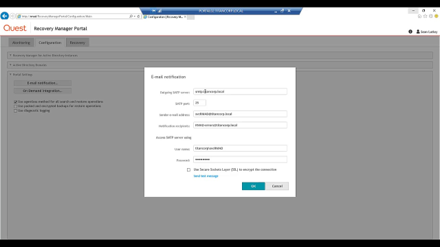 How to use and navigate the Recovery Manager for Active Directory portal