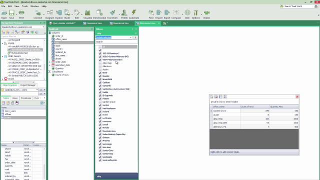 How to use the dimensional viewer in Toad Data Point