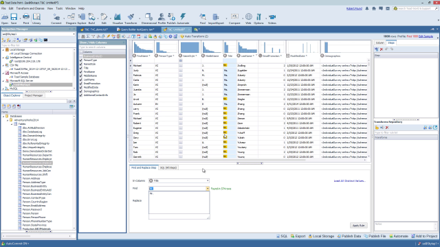 How to use transform and cleanse in Toad Data Point